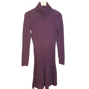 Moda International Womens Burgundy Sweater Party Cocktail Knitted Dress Size M